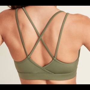 Light Support Strappy Sports Bra in Olive